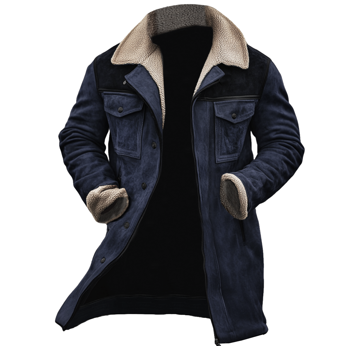 🔥Navidad Ofertas especiales-Chaqueta de exterior vintage para hombre con forro polar de ante