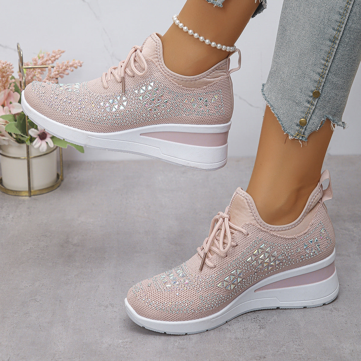 🔥 50% de descuento por tiempo limitado - Zapatos ortopédicos con cordones de diamantes de imitación - Diseño ergonómico ✅ Haz que tu caminata sea más cómoda