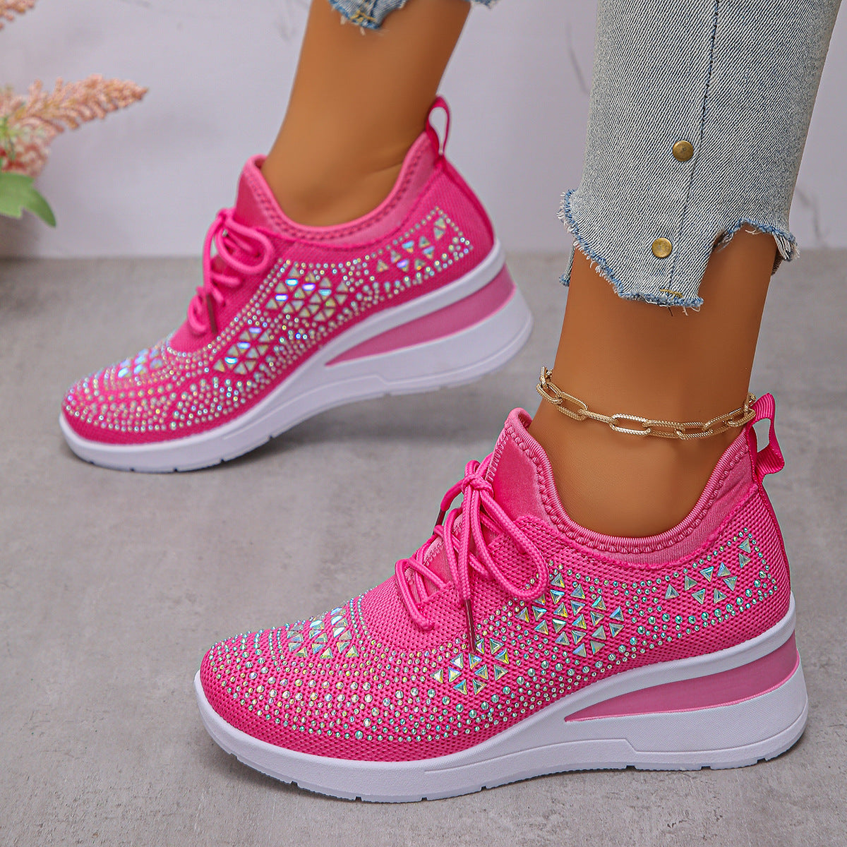 🔥 50% de descuento por tiempo limitado - Zapatos ortopédicos con cordones de diamantes de imitación - Diseño ergonómico ✅ Haz que tu caminata sea más cómoda