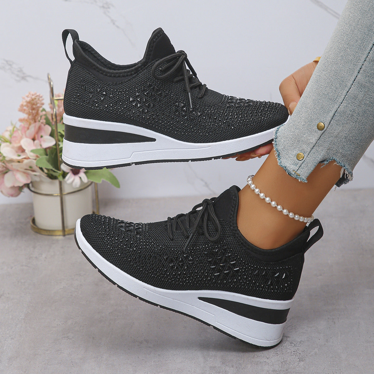 🔥 50% de descuento por tiempo limitado - Zapatos ortopédicos con cordones de diamantes de imitación - Diseño ergonómico ✅ Haz que tu caminata sea más cómoda