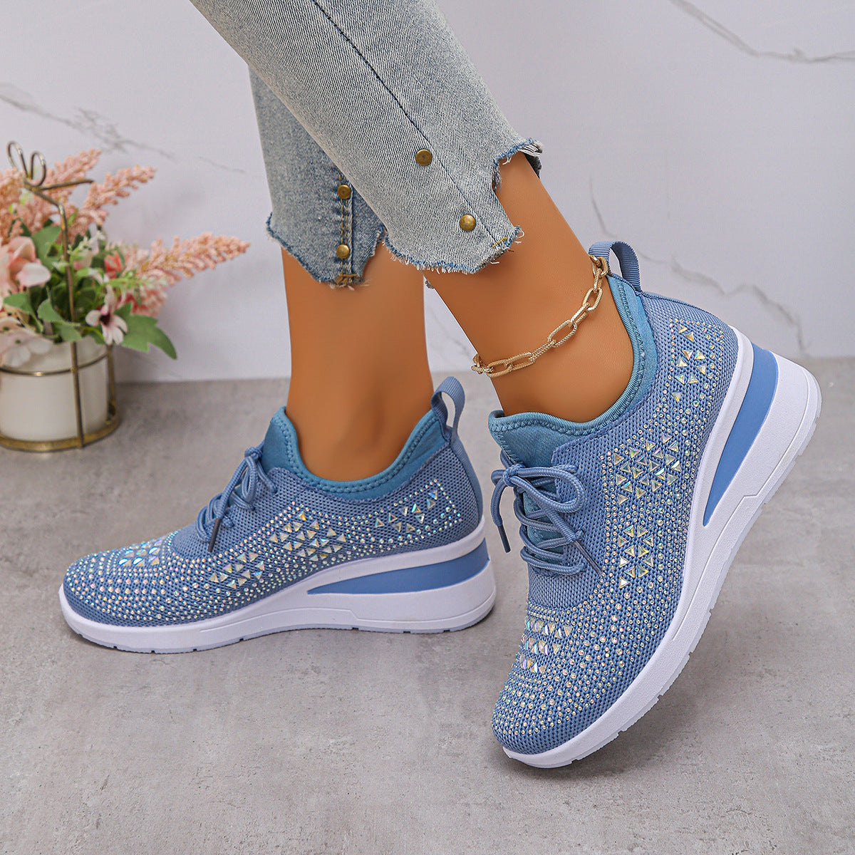 🔥 50% de descuento por tiempo limitado - Zapatos ortopédicos con cordones de diamantes de imitación - Diseño ergonómico ✅ Haz que tu caminata sea más cómoda