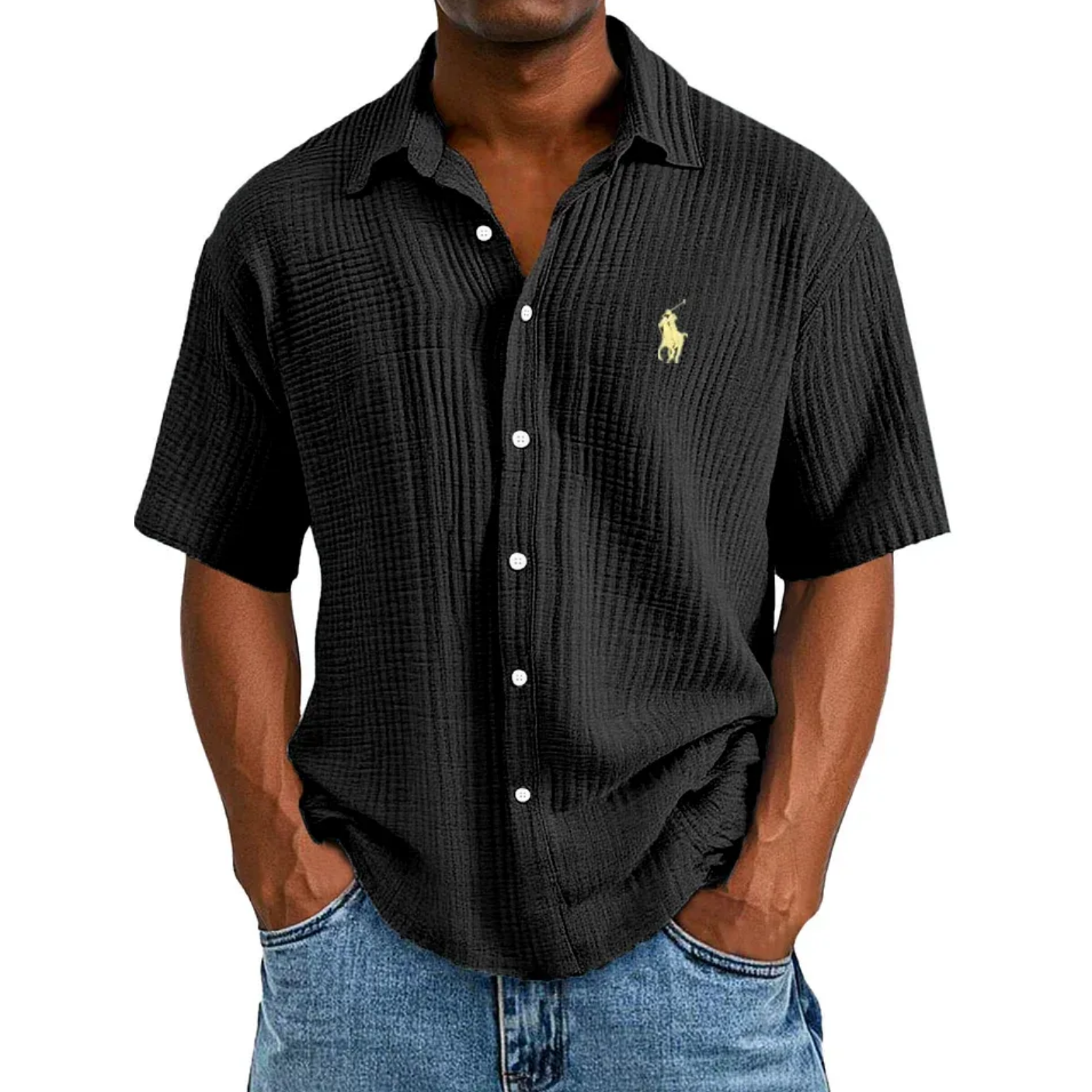 🔥Navidad Ofertas especiales: camisa de manga corta informal, holgada y cómoda con textura para hombre