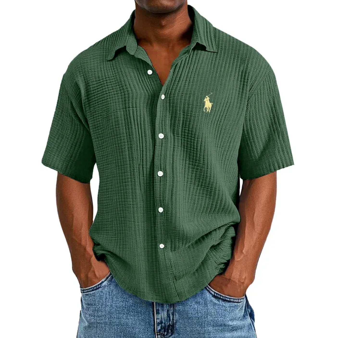 🔥Navidad Ofertas especiales: camisa de manga corta informal, holgada y cómoda con textura para hombre