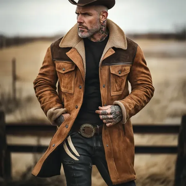 🔥Navidad Ofertas especiales-Chaqueta de exterior vintage para hombre con forro polar de ante