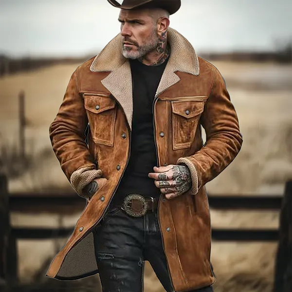 🔥Navidad Ofertas especiales-Chaqueta de exterior vintage para hombre con forro polar de ante