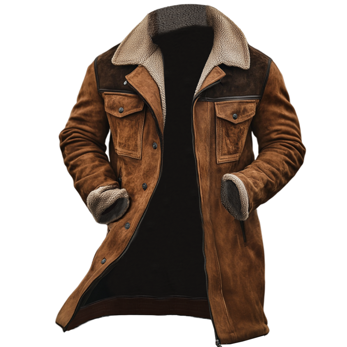 🔥Navidad Ofertas especiales-Chaqueta de exterior vintage para hombre con forro polar de ante