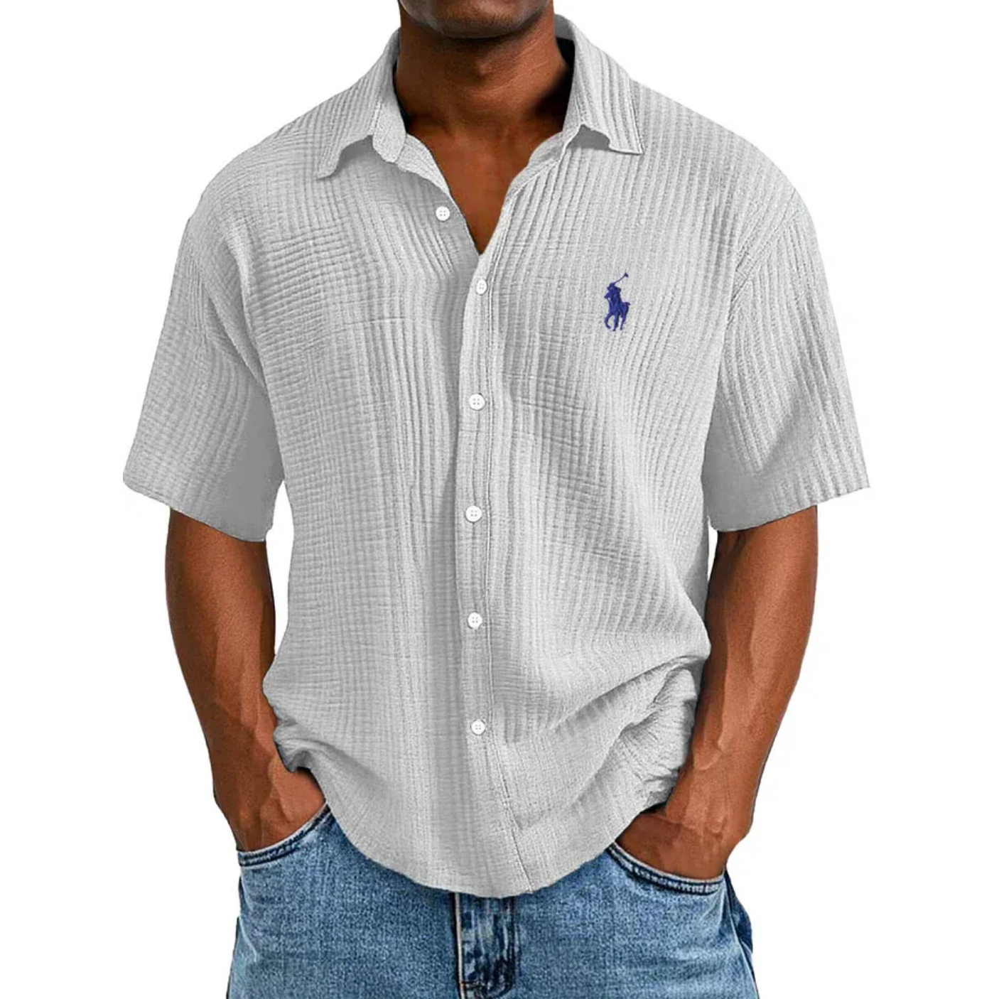 🔥Navidad Ofertas especiales: camisa de manga corta informal, holgada y cómoda con textura para hombre