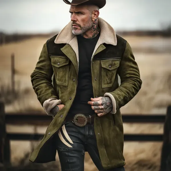 🔥Navidad Ofertas especiales-Chaqueta de exterior vintage para hombre con forro polar de ante