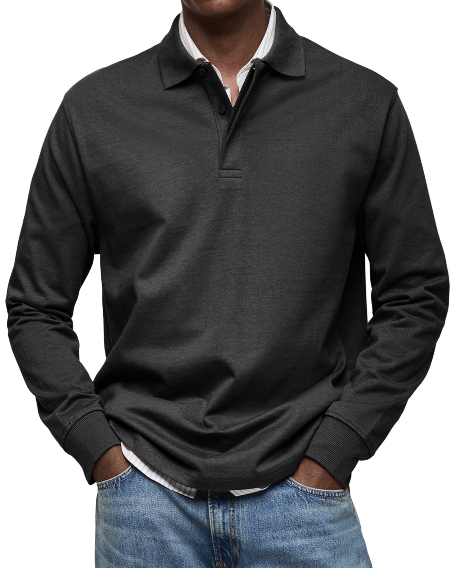🔥 Navidad Ofertas especiales-Cómoda camisa polo de hombre con solapa y botonadura