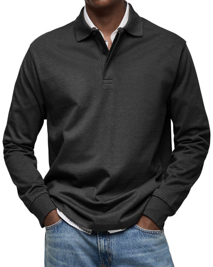 🔥 Navidad Ofertas especiales-Cómoda camisa polo de hombre con solapa y botonadura