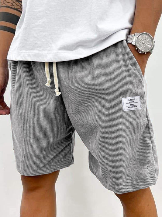 Pantalones cortos holgados de pana con cordones y logotipo bordado para hombre