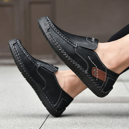 [⏰¡60% de descuento por tiempo limitado - no te lo pierdas!] 🔥 Zapatos para caminar para hombre hechos de auténtica piel de becerro australiana👞✅Cosidos a mano para caminar cómodamente