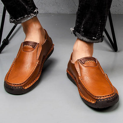 [⏰¡60% de descuento por tiempo limitado - no te lo pierdas!] 🔥 Zapatos para caminar para hombre hechos de auténtica piel de becerro australiana👞✅Cosidos a mano para caminar cómodamente