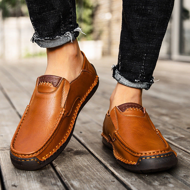 [⏰¡60% de descuento por tiempo limitado - no te lo pierdas!] 🔥 Zapatos para caminar para hombre hechos de auténtica piel de becerro australiana👞✅Cosidos a mano para caminar cómodamente