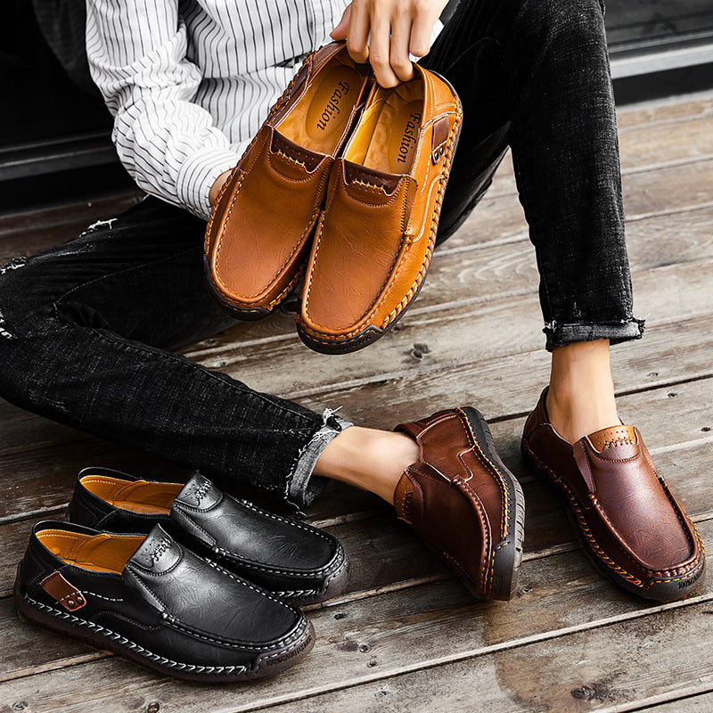 [⏰¡60% de descuento por tiempo limitado - no te lo pierdas!] 🔥 Zapatos para caminar para hombre hechos de auténtica piel de becerro australiana👞✅Cosidos a mano para caminar cómodamente