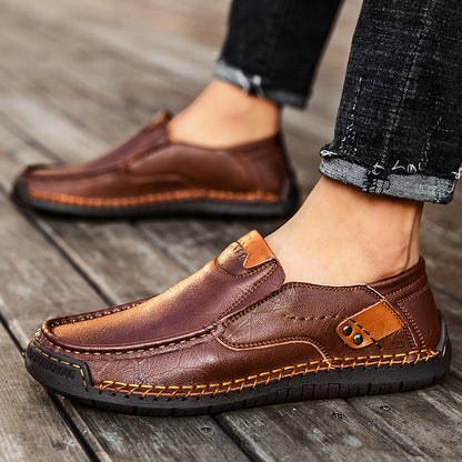 [⏰¡60% de descuento por tiempo limitado - no te lo pierdas!] 🔥 Zapatos para caminar para hombre hechos de auténtica piel de becerro australiana👞✅Cosidos a mano para caminar cómodamente