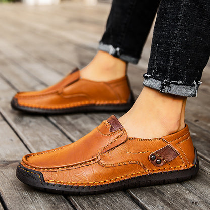 [⏰¡60% de descuento por tiempo limitado - no te lo pierdas!] 🔥 Zapatos para caminar para hombre hechos de auténtica piel de becerro australiana👞✅Cosidos a mano para caminar cómodamente