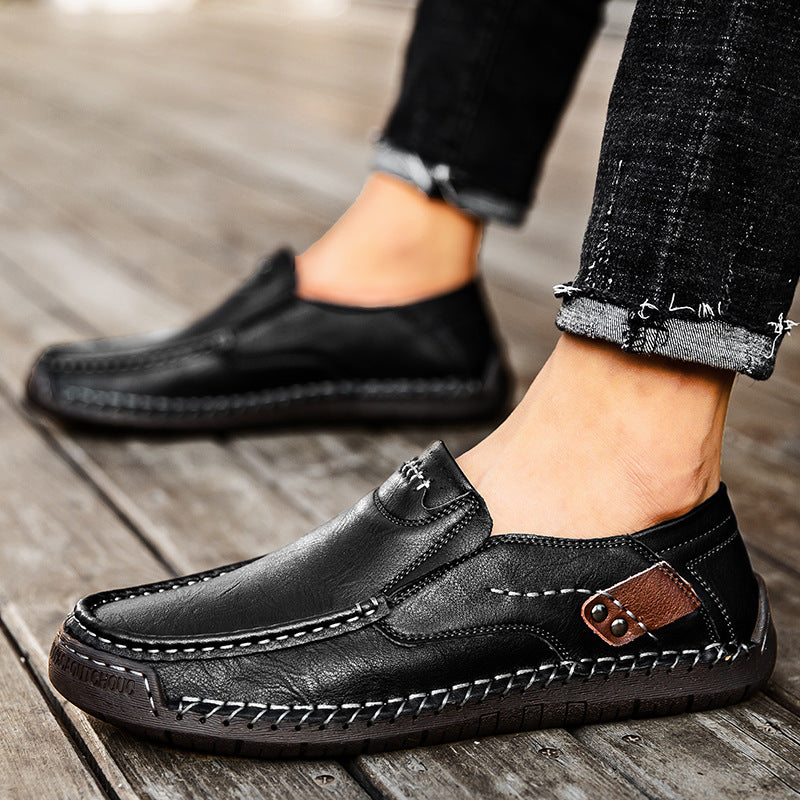 [⏰¡60% de descuento por tiempo limitado - no te lo pierdas!] 🔥 Zapatos para caminar para hombre hechos de auténtica piel de becerro australiana👞✅Cosidos a mano para caminar cómodamente