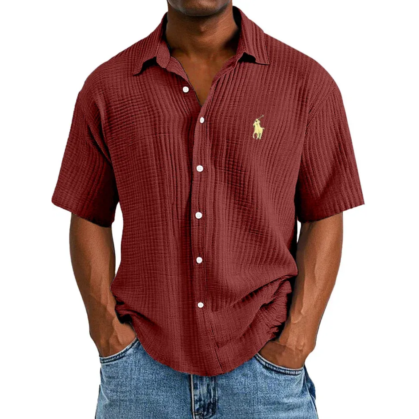 🔥Navidad Ofertas especiales: camisa de manga corta informal, holgada y cómoda con textura para hombre