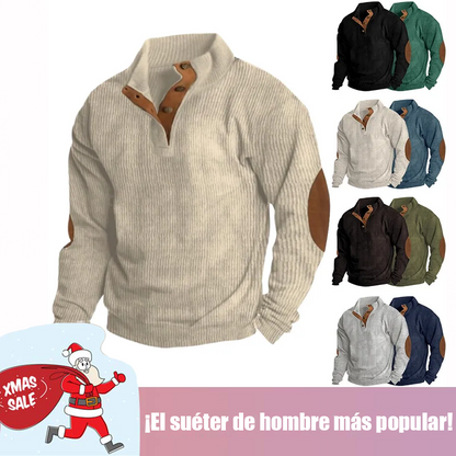 🔥 Navidad Ofertas especiales-Sudadera de manga larga con cuello alto estilo retro para hombre